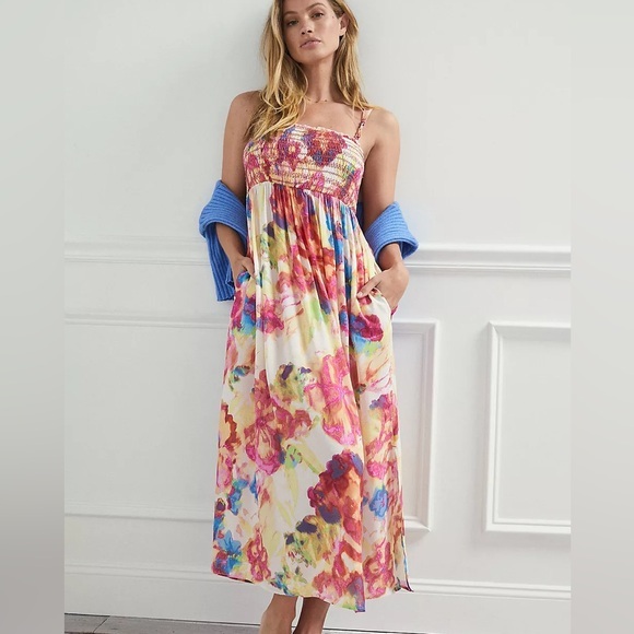 Anthropologie Dresses & Skirts - Anthropologie Zinnia Colorful Printed Smocked Midi Dress